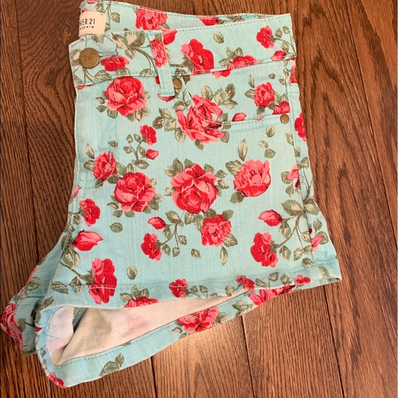 Forever 21 Floral Jean Shorts - Picture 2 of 6
